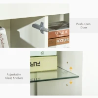 HOMCOM Bufet Modern cu Usa si lumini LED cu Finisaj Lucios si Rafturi din Sticla(m-8)