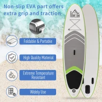 HOMCOM Placa SUP gonflabila cu Accesorii incluse Stand Up Paddle Verde si Alb(m-4)