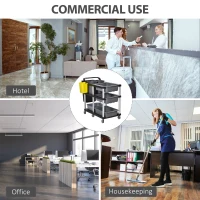 HOMCOM Carucior de menaj profesional cu 3 niveluri Tavi Galeti Cosuri Gri(m-7)