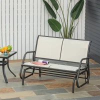 Outsunny Leagan de Gradina cu 2 Locuri din Metal si Tesatura Transpiranta Bej(m-2)