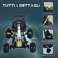Homcom Go Kart Copii – Pedale, Design Negru & Galben(m-7)