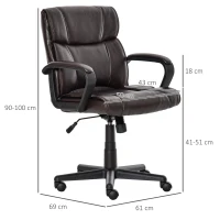 Vinsetto scaun ergonomic, imitatie piele 61x69x90-100cm, maro(m-3)
