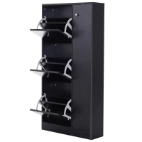 HOMCOM mobilier pentru hol cu ușă pentru pantofi modern din lemn negru 80x24x120cm(m-9)
