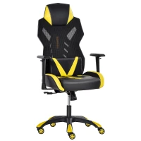 Vinsetto Scaun gaming, Ergonomic, Inaltime reglabila, Piele ecolologica, Negru/Galben(m-1)