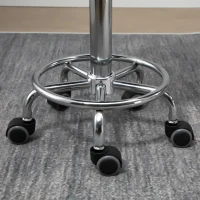 HOMCOM Set de 2 Taburete Pivotante cu Roti, Inaltime Reglabila si Tapiterie din Imitatie piele PU, 38x38x57-72cm(m-9)