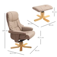 Homcom Fotoliu Rotativ si Rabatabil cu Pouf Coordonat di Piele Ecologica Maro(m-3)