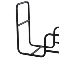 Outsunny Suport pentru lemne de foc Suport lemne cu 2 roti carucior din metal negru(m-8)