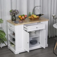 HOMCOM Carrello da cucina Credenza 3 cassetti scaffali aperti pieghevoli bianco(m-2)