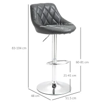 HOMCOM Set 2 Scaune de Bar Pivotante Inaltime Reglabila Negru(m-3)