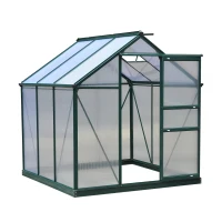 Outsunny Sera de Gradina din Policarbonat si Aluminiu cu Usa Glisanta(m-1)