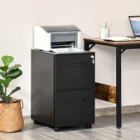 Vinsetto Dulap cu sertare de Birou Clasificator pentru Dosare cu 2 Sertare Încuietoare 39x48x67cm Negru(m-2)