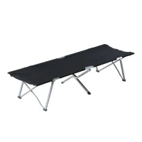 Outsunny Brandina da Campeggio Pieghevole in Tessuto Oxford Nero Impermeabile con Borsa da Viaggio Inclusa 193x64x40cm(m-1)