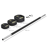 HOMCOM bara de greutate, cu discuri 1.25, 2.5, 5 kg(m-3)