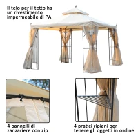 Outsunny Foisor Elegant de Gradina cu Trapa Transpiranta Metal si Poliester 3x3M Crem(m-5)
