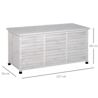 Outsunny Banca Gradina 127×56×60 cm – Lemn Alb cu Spatiu Depozitare(m-3)