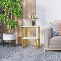 HOMCOM masuta pe doua nivele, 45x40x61,5cm alb si auriu(m-2)