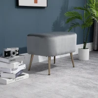 Homcom Pouf Captusit cu Invelis Gri Deschis si Picioare din Metal(m-2)