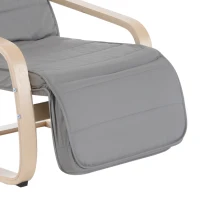 HOMCOM Fotoliu Relax cu Suport pentru Picioare pe 5 Niveluri si Tetiera din Lemn de Mesteacan(m-8)