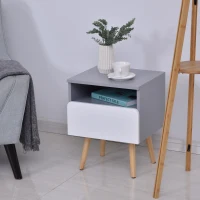 HOMCOM Noptiera cu 1 Sertar detasabil Raft larg plan picioare ridicate din pin(m-5)