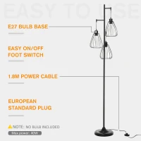 HOMCOM Lampa de podea Lampă cu picior Design vintagecindustrial din metal culoare negru(m-5)