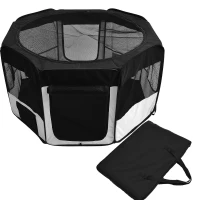 PawHut Box per Animali Cani Gatti recinzione per Cuccioli pieghevole, bianco-nero, 125x48x58cm(m-1)