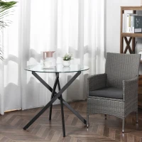 HOMCOM Masa Rotunda 80×80×75 cm – Sticla Eleganta & Picioare Metal(m-2)