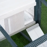 PawHut cusca din lemn pentru iepuri, 140x65x100cm, verde/alb(m-12)