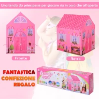 HOMCOM Cort Princess Play pentru Fete de peste 3 ani pentru Interior si Exterior Roz 93 x 69 x 103 cm(m-8)