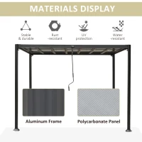 Outsunny pergola cu trapa pentru foisor gradina 3.48x3m, gri(m-4)