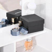 HOMCOM Masuta de Toaleta pentru Camera cu Oglinda 9 Lumini LED Sertar si Compartimente Deschise Alb(m-8)