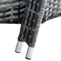 Outsunny Set 2 Sezlonguri si 1 Masuta de Gradina in Poli ratan Gri cu Saltea Captusita si Roti(m-9)