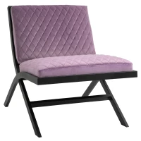 Homcom Fotoliu Captusit din Otel si Poliester Efect Matlasat Design Modern Mov si Negru(m-1)