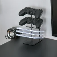 HOMCOM Birou pentru jocuri Birou Suport Computer cu Suporturi, Negru si Rosu(m-9)