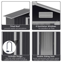 Outsunny Magazie Gradina 2×1,5×1,9 m – Otel Zincat cu Usi Culisante(m-5)