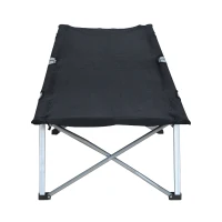 Outsunny Brandina da Campeggio Pieghevole in Tessuto Oxford Nero Impermeabile con Borsa da Viaggio Inclusa 193x64x40cm(m-5)