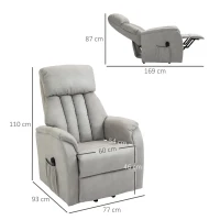 Homcom Fotoliu Electric cu Suport de Ridicare 150° si sistem Recliner pentru Relaxare in Textil, Gri 77x93x110cm(m-3)