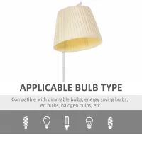 HOMCOM Lampadar de Sol cu abajur, baza rotunda, Metal, 25x27x165 cm, Alb/Crem(m-7)