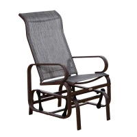 Outsunny Sedia a Dondolo da Giardino, Marrone e grigio, 75×60×105cm(m-4)