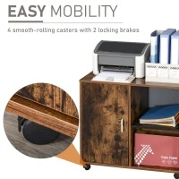 HOMCOM Dulap Multiuz pentru Imprimanta, cu Rotite, Stil nordic, Casa si Birou(m-5)