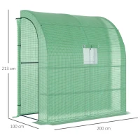 Outsunny Sera de Perete cu 2 Rafturi pentru Plante si Flori din Otel si PE, 200x100x213cm - Verde(m-3)
