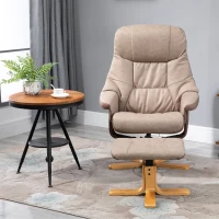 Homcom Fotoliu Rotativ si Rabatabil cu Pouf Coordonat di Piele Ecologica Maro(m-5)