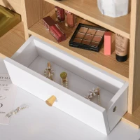 HOMCOM Masa de Machiaj cu Taburet Oglinda cu Lumini LED Raft si Sertare(m-7)