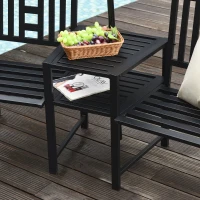 Outsunny Set Masuta si Scaune de Gradina de Exterior din Metal Negru(m-8)