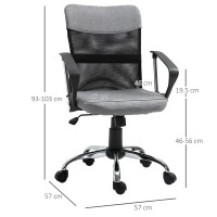 Vinsetto Fotoliu de Birou din Material Textil Gri Rotativ si Ergonomic(m-3)