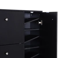 HOMCOM mobilier pentru hol cu ușă pentru pantofi modern din lemn negru 80x24x120cm(m-11)