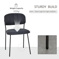 HOMCOM Set de 4 Scaune moderne Capitonate si Stivuibile, din Tesatura si Metal Gri(m-6)