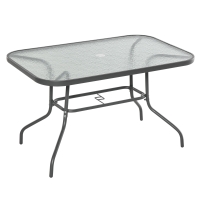 Outsunny Masa pentru Gradina din Metal si Sticla cu Orificiu pentru Umbrela120x80x70cm