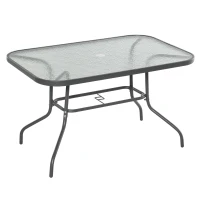 Outsunny Masa pentru Gradina din Metal si Sticla cu Orificiu pentru Umbrela120x80x70cm(m-1)