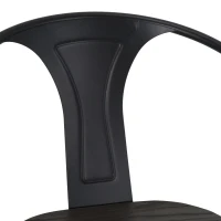 Homcom Set 2 scaune de Bar Pivotante din Otel Negru si Lemn cu Inaltime Reglabila(m-7)