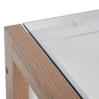 HOMCOM Masa de Birou Design din Lemn si Sticla Temperata cu Sertar 120x60x75cm(m-9)